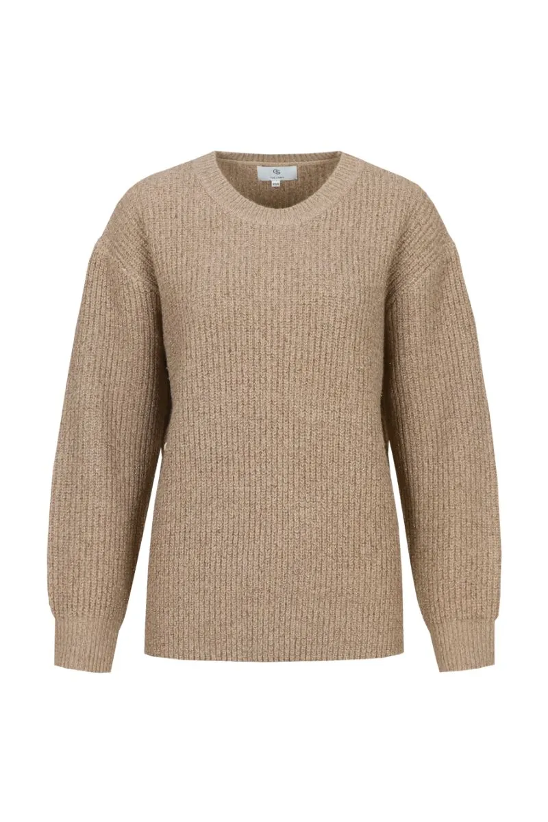 CS The Label Wilda Knit Pullover Light Camel, lichtbruine gebreide pullover